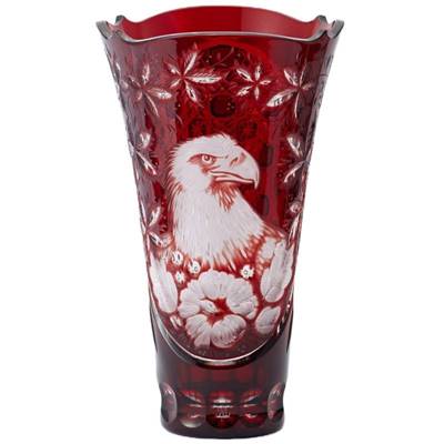 マイセンクリスタル 色被せ花瓶 「鷲・モミジ・タチアオイ」 LC/49710