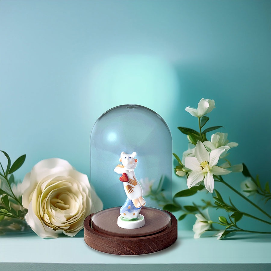 マイセン 「エンジェル＆ハート」 ～幸せを運ぶ天使～ (ガラスドーム付