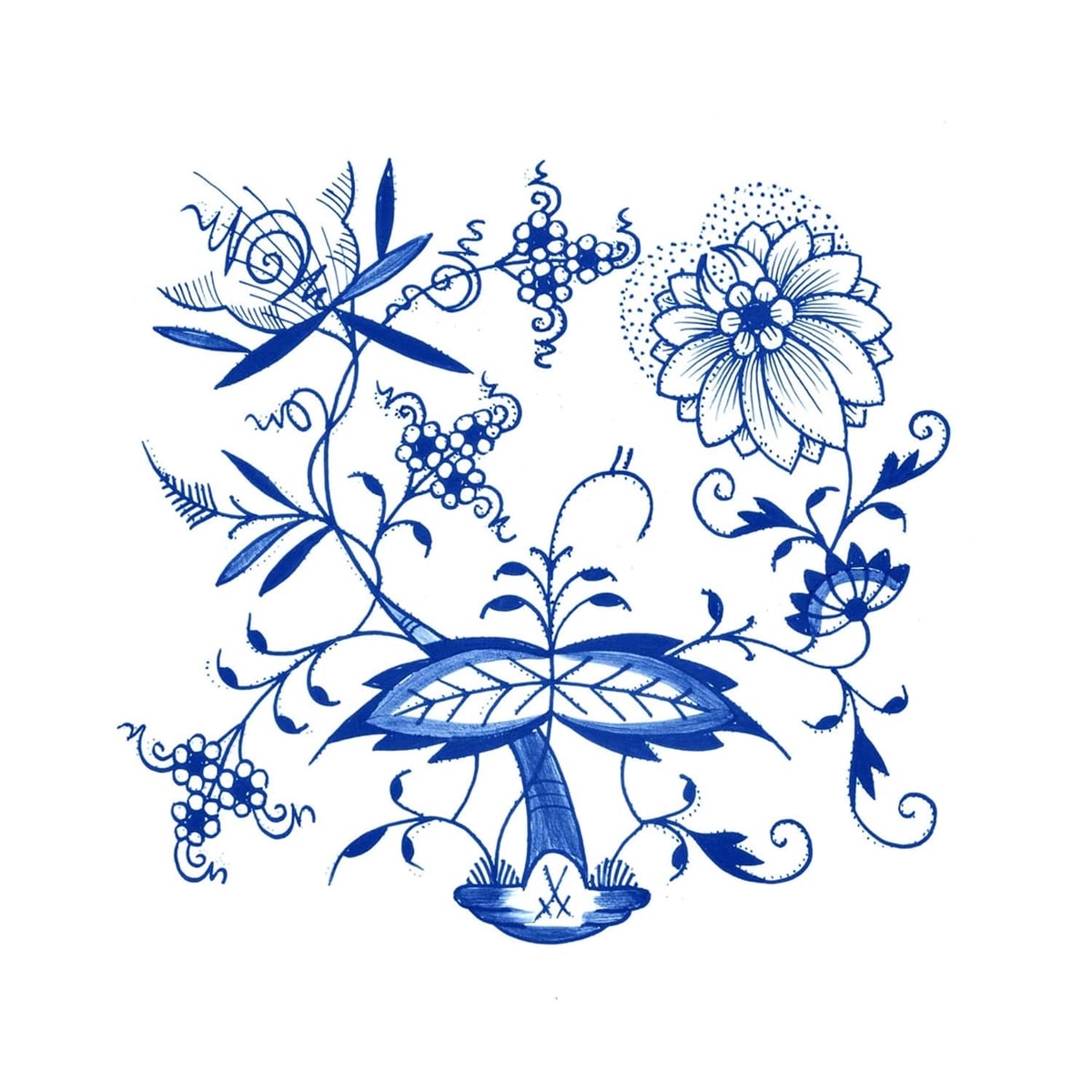 マイセン ブルーオニオン リーフディッシュ 10cm 800101/00206