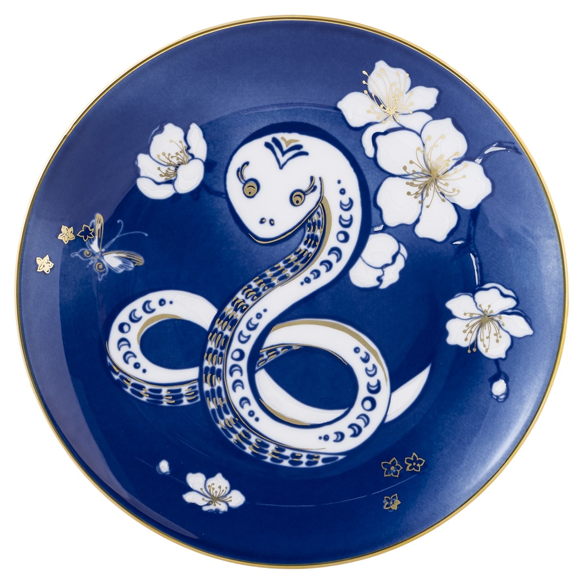 マイセン 2025年干支プレート 桜の花を楽しむ幸運の白ヘビ 54614