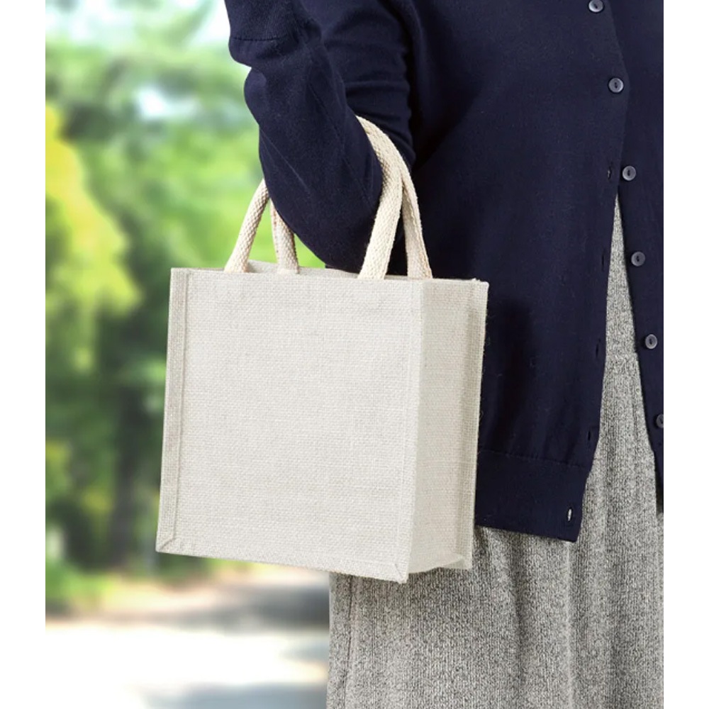 417-2762 カラージュートバッグ グレーS 【K】 | 素材,布製品