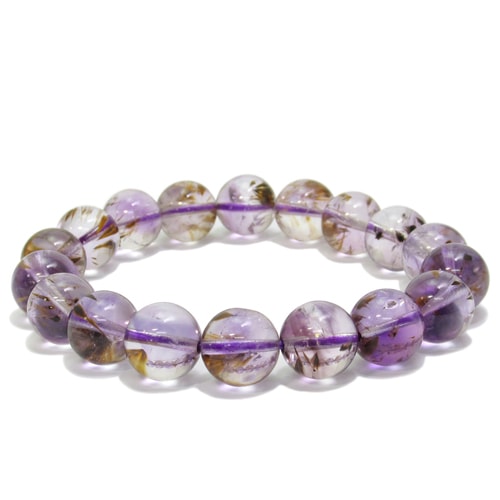 10mm 16.5cm ルチルクォーツ入り アメジスト ブレスレット (レディース