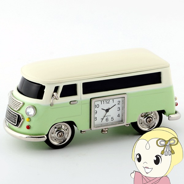 在庫限り 置時計 ミニチュアクロックコレクション バス グリーン