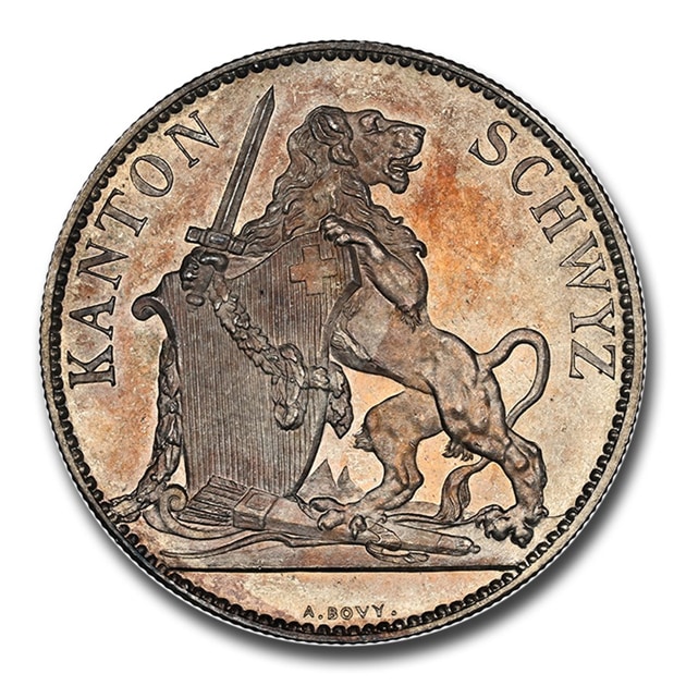 1867年 スイス シュヴィーツ 射撃祭 フェスティバル 5フラン 銀貨