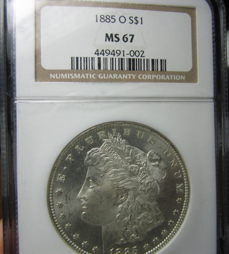 アンティークコイン アメリカ 1ドル モルガン銀貨1885-O ＄1 NGC MS67