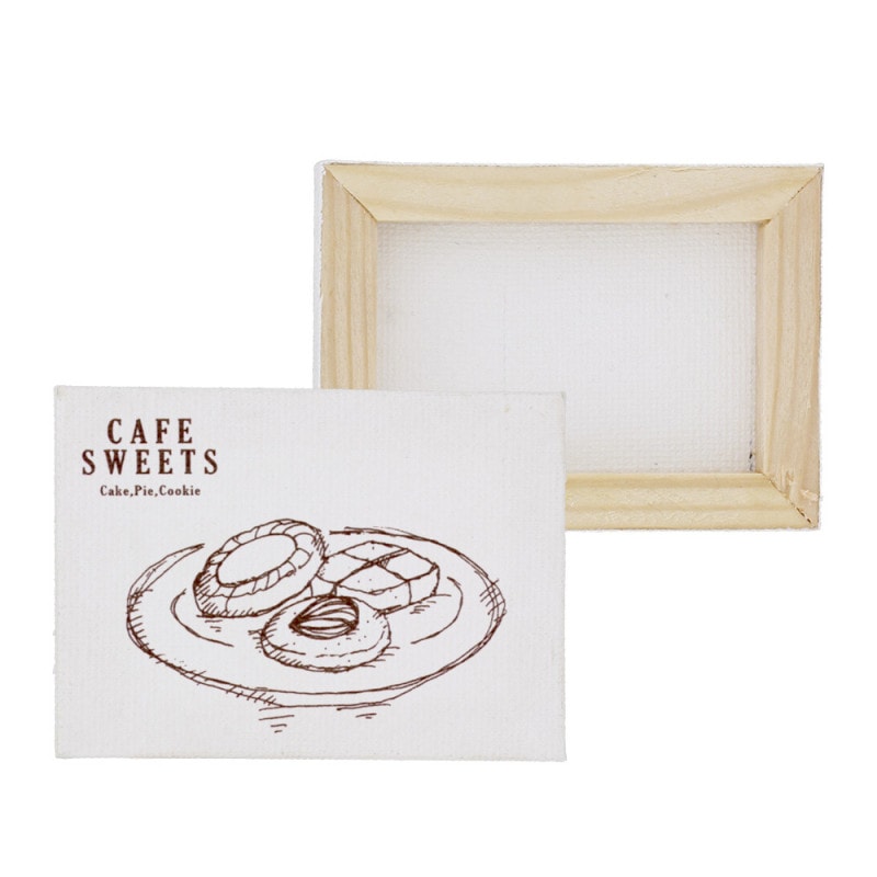大人の塗り絵 ミニキャンバス 50×70mm カフェ ロールケーキ｜パーツ