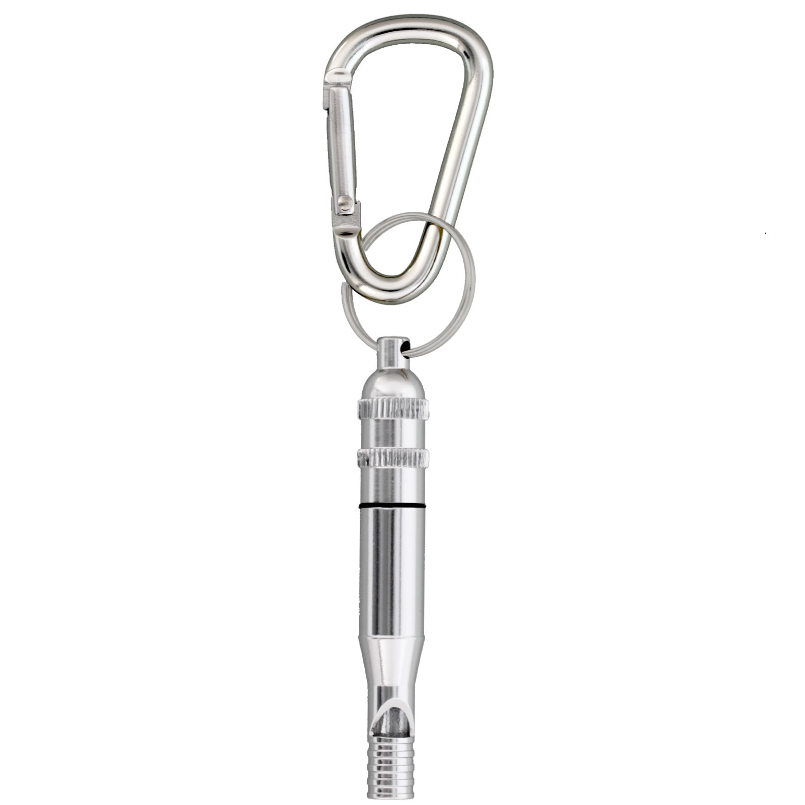 防犯 防災 カラビナ付き IDホイッスル キーホルダー シルバー｜パーツ
