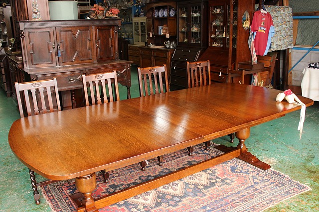 イギリスアンティーク家具 ダイニングテーブル 伸長式テーブル