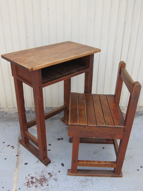 FD019 昭和レトロな古い学校の机と椅子 | 中古家具,古家具,レトロ家具