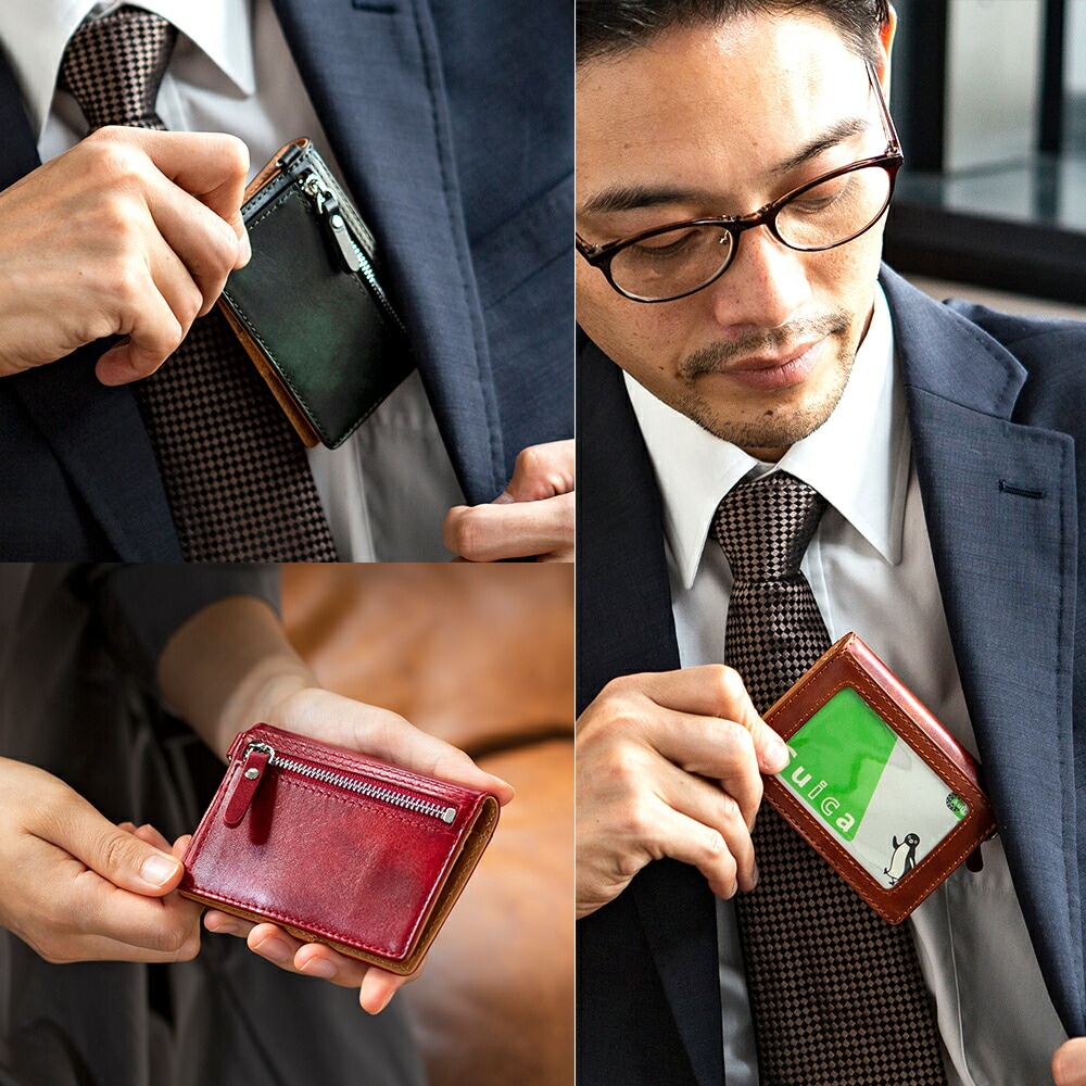 ミュージアムカーフ二つ折りマルチパスケース [スノビスト/Snobbist