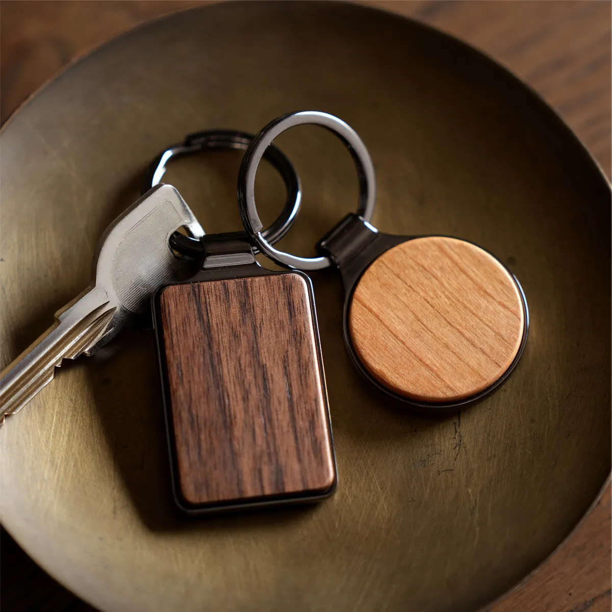 □【名入代込】【ペア】「KEYRING 001 ギフトセット」木製キーホルダー