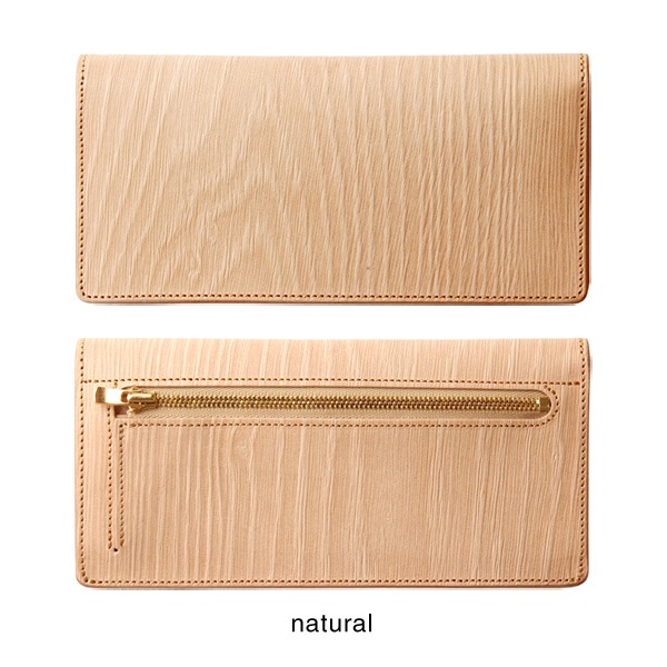 WOODY Slim Wallet」本物の木目を型押しした、本革のおしゃれな長財布