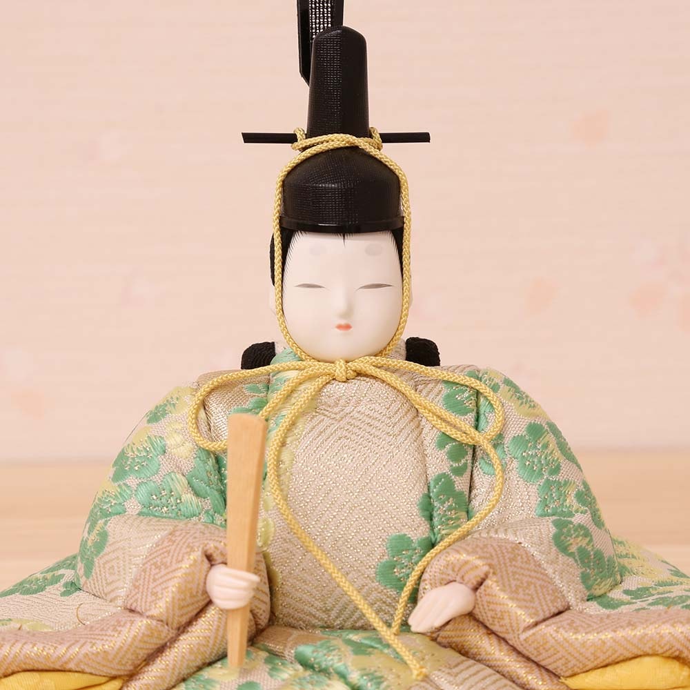 雛人形 吉徳大光 木目込み 一秀 親王飾り 赤枠ピンク刺繍屏風 横幅55cm