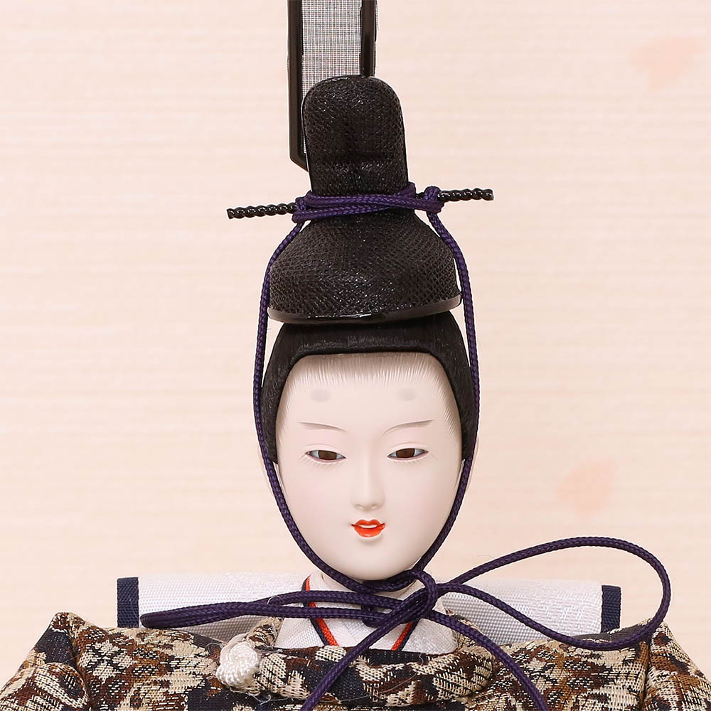 雛人形 新古今雛 小三五親王飾り 正絹帯 露草柄金屏風 横幅60cm