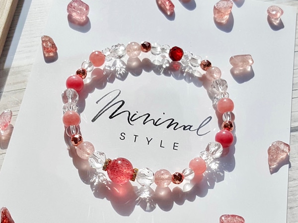 愛に溢れた可愛らしい苺水晶♪ストロベリークォーツのブレスレット