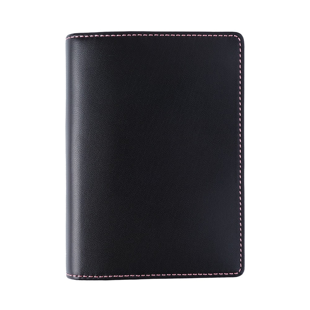 システム手帳 ミニ6サイズ エントロP19 ブラック（ピンクステッチ