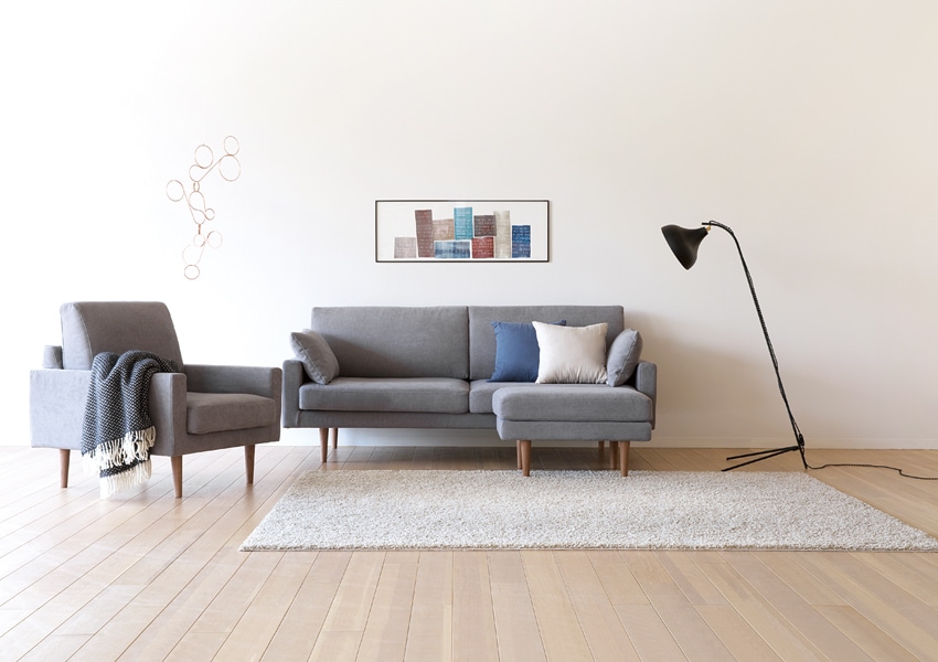 LEO SOFA オットマン ライトブルー オーク脚/ウォルナット脚