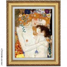 クリムト 「母と子」 4号 立体複製名画 絵画 額付き インテリア