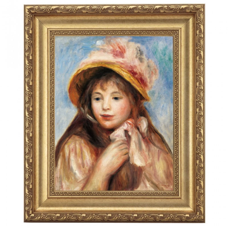 ルノワール 「ピンクの帽子を被る少女」 4号 立体複製名画 【5