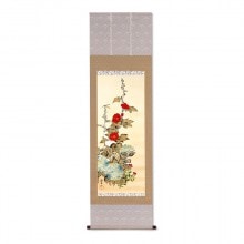 酒井抱一 「十二か月花鳥図」 四月 「牡丹に蝶図」 複製掛軸 : 酒井抱