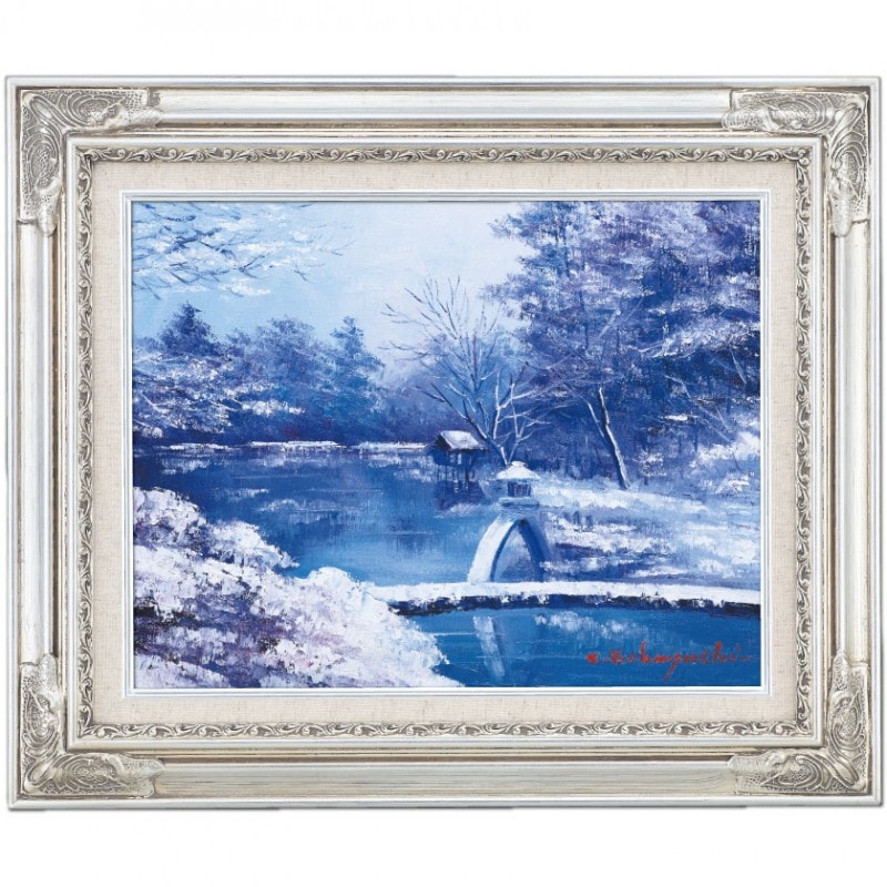 肉筆油彩画 「雪の兼六園」 小林 幸三 F6号 美術品 油絵 インテリア