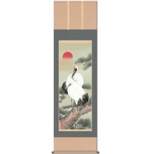 吉祥慶祝掛軸 「紅白梅に鶯」 田村竹世 美術品 インテリア【ポイント5