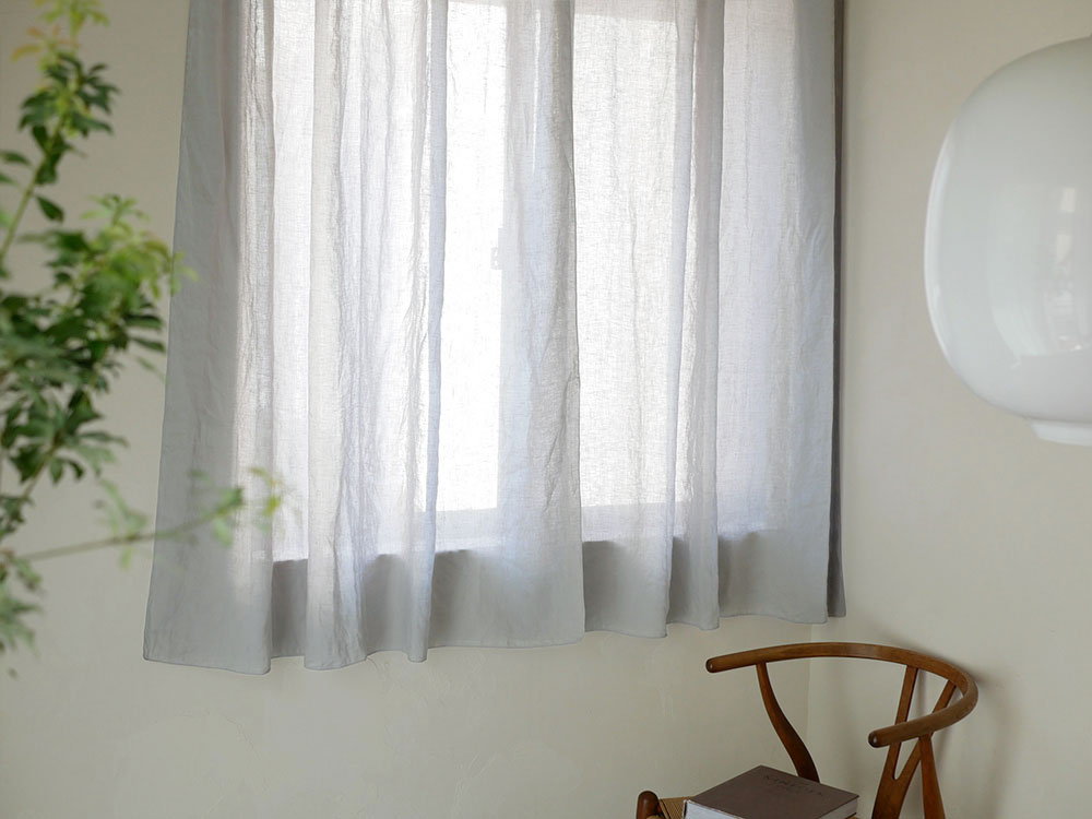 natsusobiku】リネンのクリップ留めカーテン 1枚 S W130×H165cm グレー