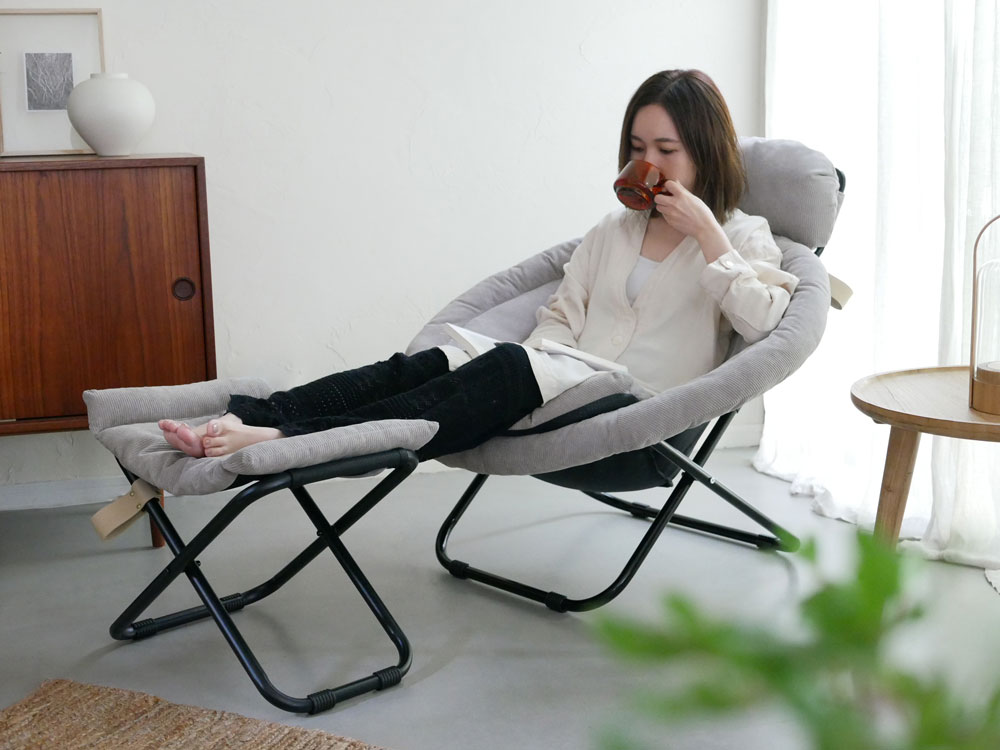 ひなたライフ】2way フォールディングチェア グレー Hinata Life】2way