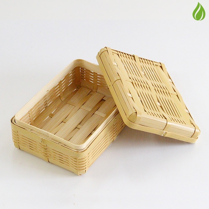 竹細工 角物 弁当箱 真竹（白竹） 弁当箱 中 ／ 鹿児島県