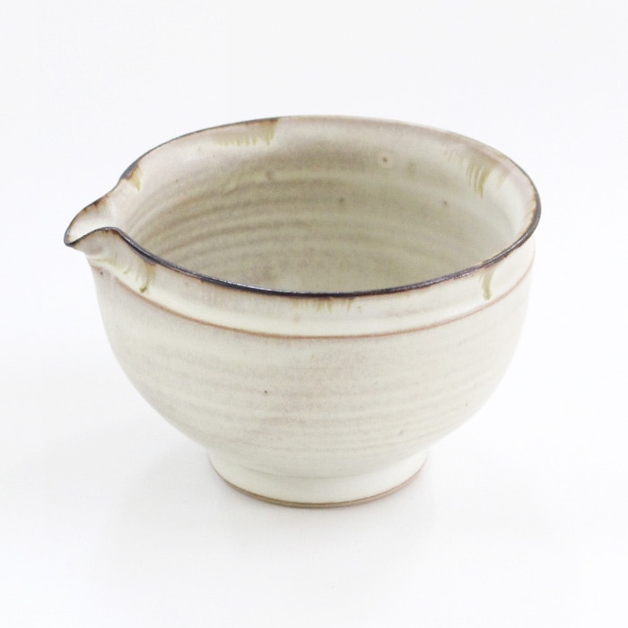 茶道具 抹茶茶碗 内山智津子作 粉引 片口抹茶碗（Y-1564）