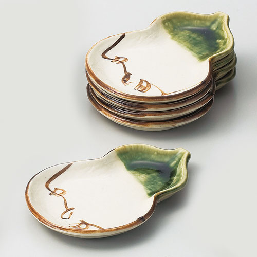 銘々皿 織部 瓢 五客 五陶作 | 菓子器 - CHATOWA 茶と和 抹茶と茶道具