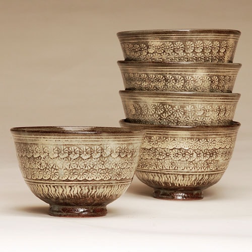 茶道具 抹茶碗】 数茶碗 古三島 5客 中村与平作 | 数茶碗 - CHATOWA 茶