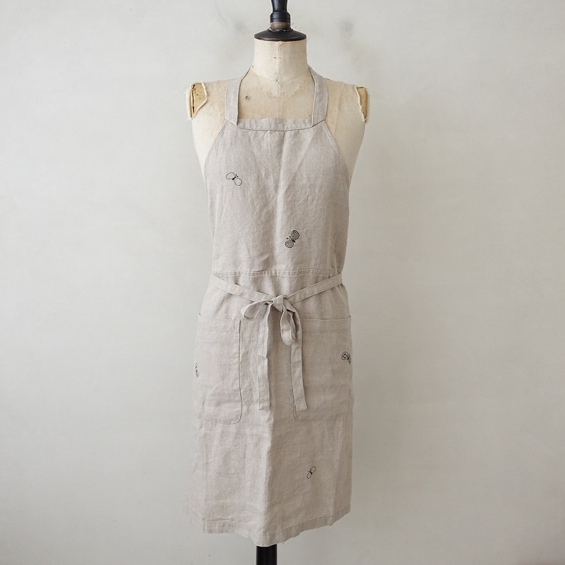 ミナペルホネン mina perhonen choucho リネンエプロン - (25-2507-259