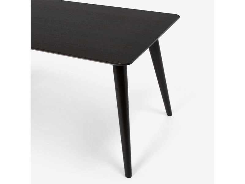 ダイニングテーブル「ジャスト」オーク材ダークブラウン色 天板角丸型