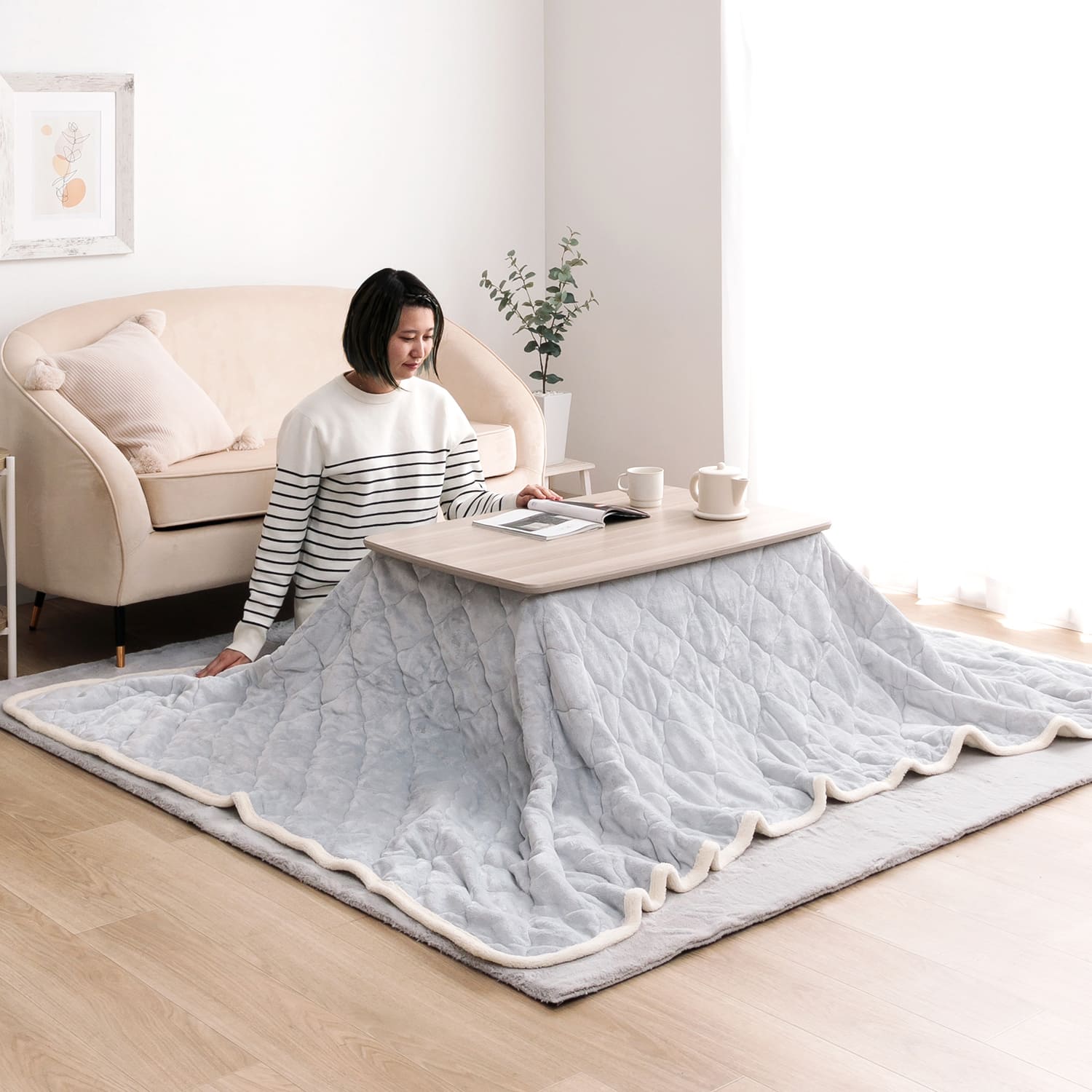 2wayこたつ台+掛布団 2点セット コペルタ こたつテーブル 高さ調整 90