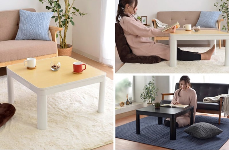 アデラ】正方形リバーシブルこたつ ホワイト 正方形リバーシブルこたつ