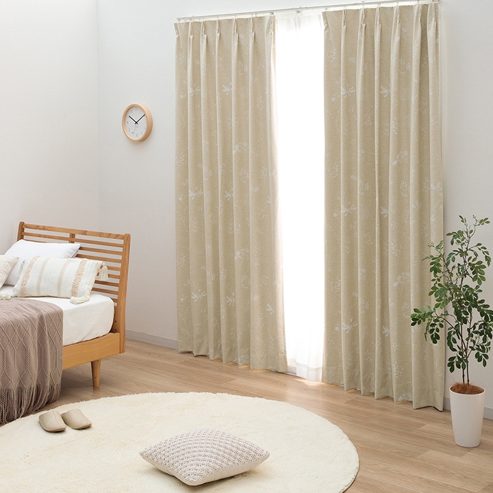カーテン 遮光 ナチュレヴェール 幅150×丈90～240㎝ 1枚 北欧 綿混 麻