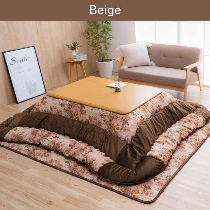 こたつ2点セット こたつ掛け布団 ミリア 正方形 長方形 エレガンス柄