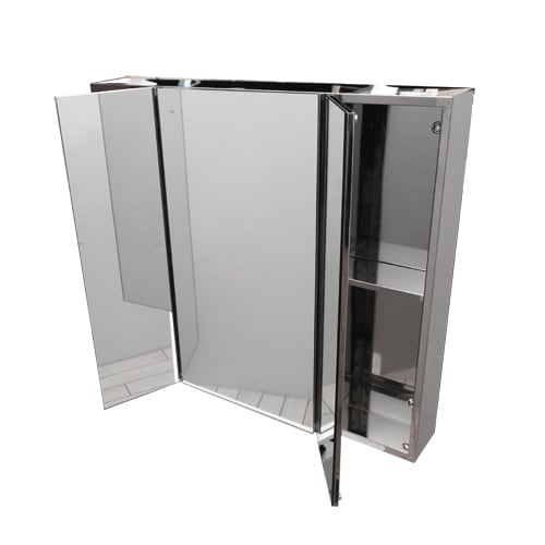 三面鏡 ミラーキャビネット 壁付け 収納 洗面所 ステンレス W750×D130