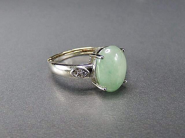 一点物良質ひすい指輪本翡翠天然石銀925リング約13号石街U0249