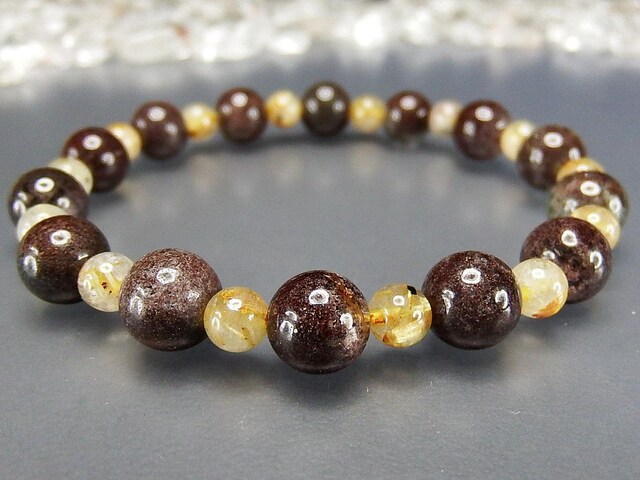 金運仕事運レッドガーデンクォーツ8mm強ゴールドルチルクォーツ天然石