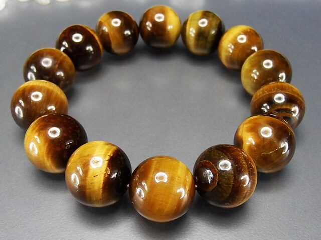タイガーアイ大玉約16mm前後数珠ブレスレット人気天然石虎目石メンズ