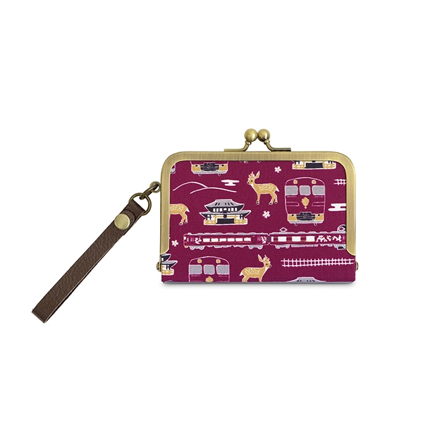 ストラップ付横型がま口パスケース あをによし | 鉄道グッズ