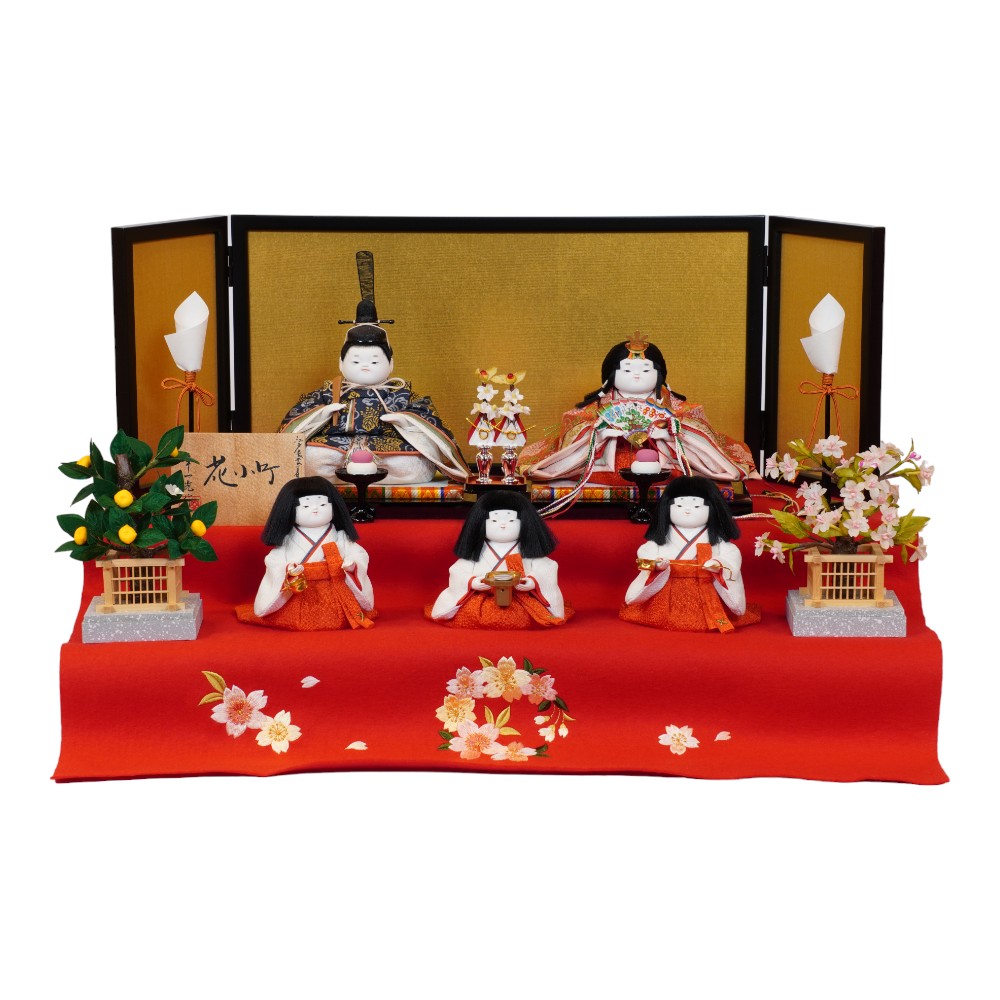 雛人形】「花小町」 五人揃い毛氈二段飾り | 幸一光作 ｜雛人形・五月