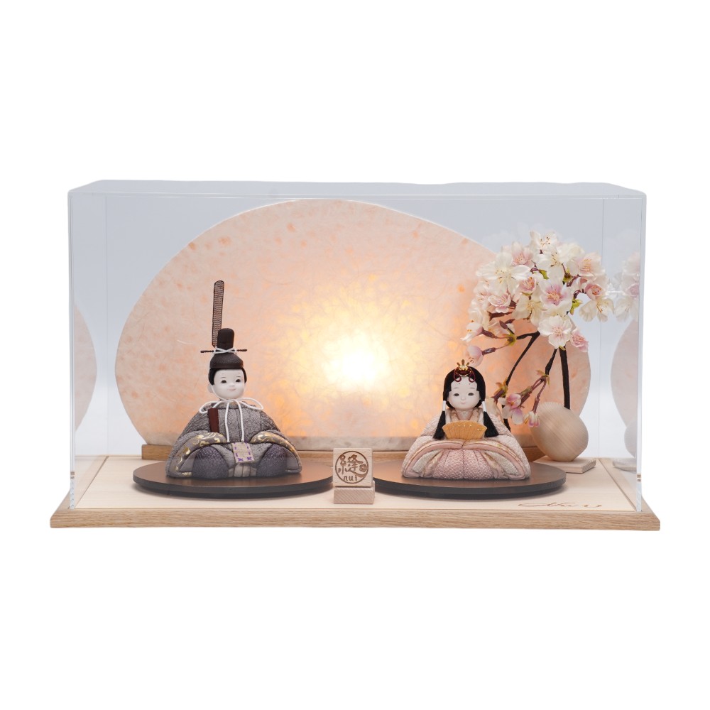 木目込み雛人形】草木染(ログウッド×ビワ) 親王揃いアクリルケース飾り
