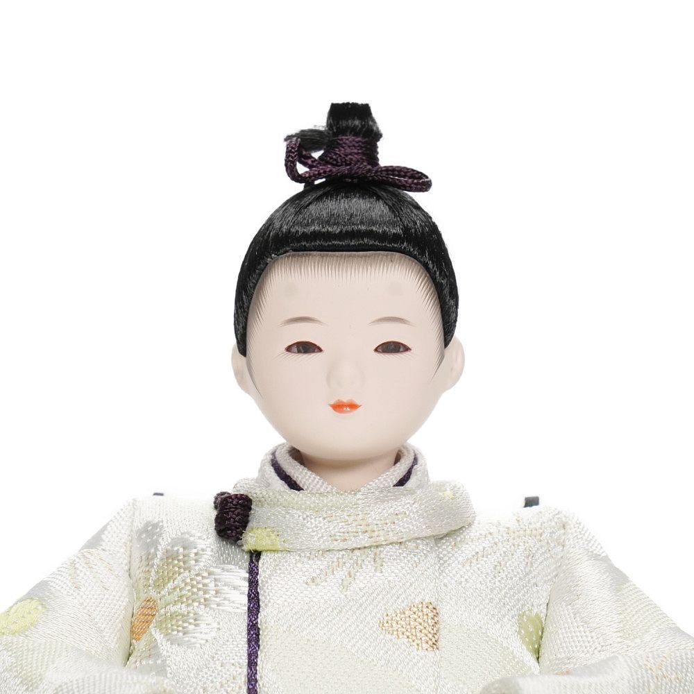 雛人形】まめ(大) 金襴花柄(緑・ピンク)×金襴花柄(薄緑・ピンク) 双子