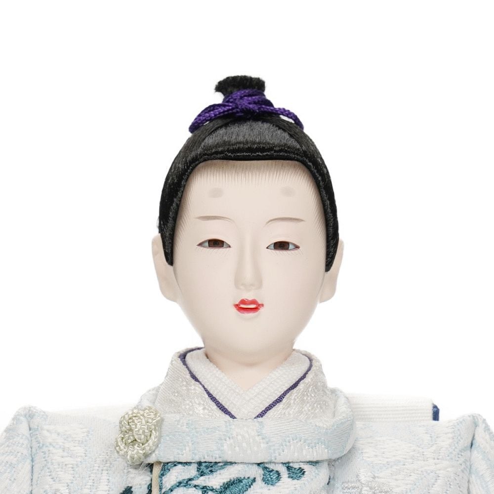 雛人形】特大芥子 刺繍(白・青) 草花 親王飾り | 平安豊久作 ｜雛人形