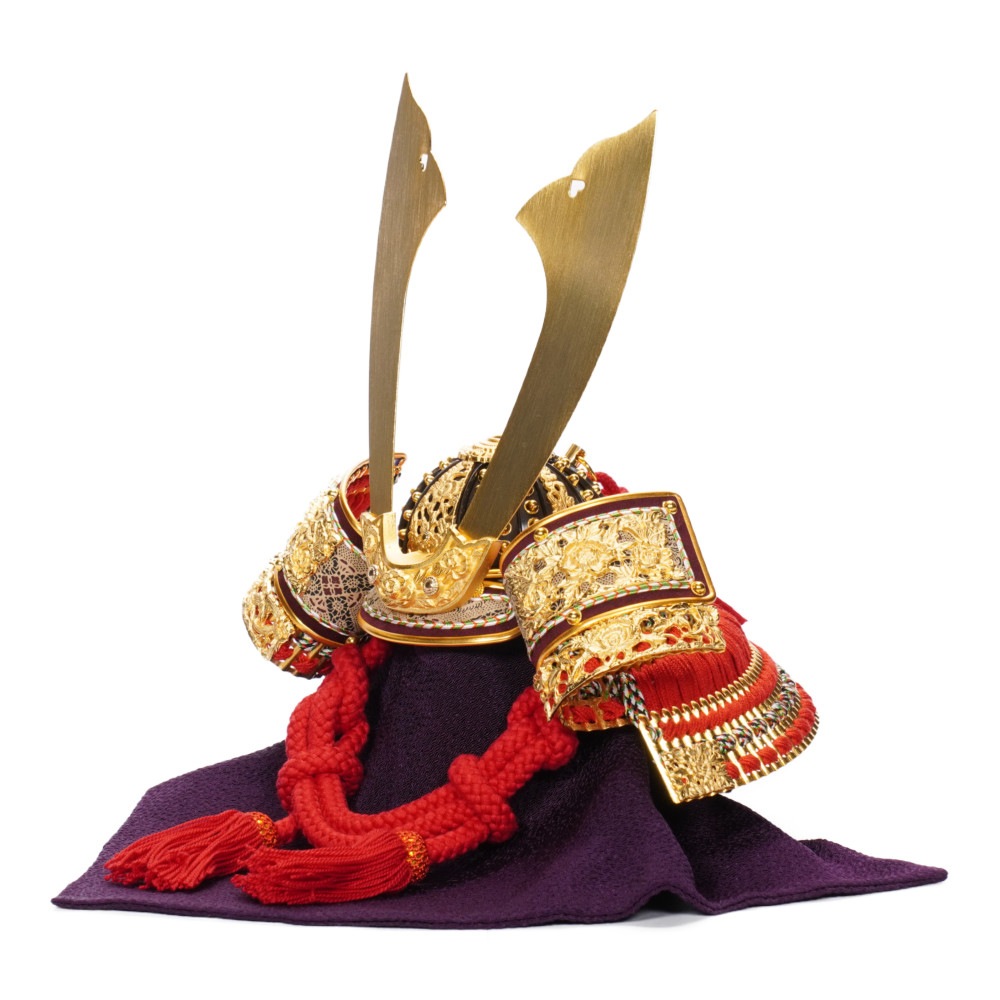 五月人形】10号 純金箔押 赤糸威 兜収納飾り〈一徳作〉[245-042