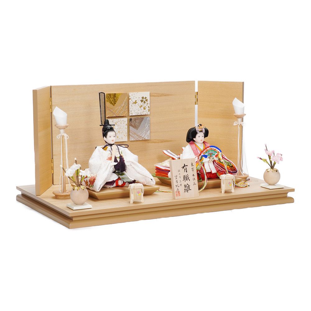 雛人形】三寸 刺繍(白) 花柄 親王飾り | 望月紀彦作 ｜雛人形・五月