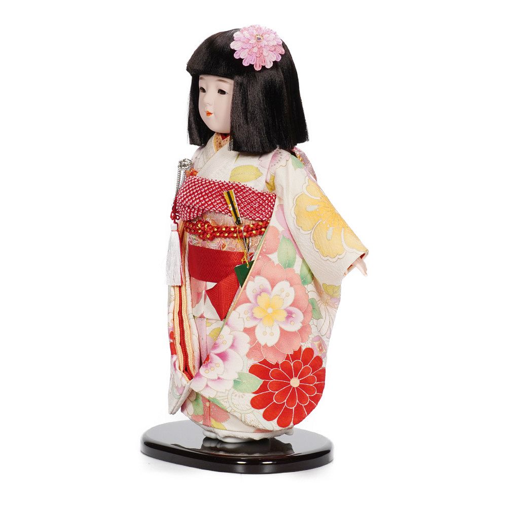 市松人形】10号 友禅 桜に菊〈小出松寿作〉※髪飾り・小物入れ付き[243